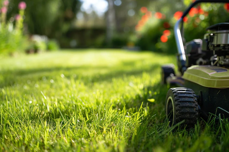 wide self propelled lawn mower